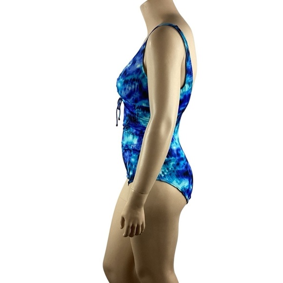 Aqua Green Blue Tie-Dye One-Piece Swimsuit Size Large - Picture 4 of 7